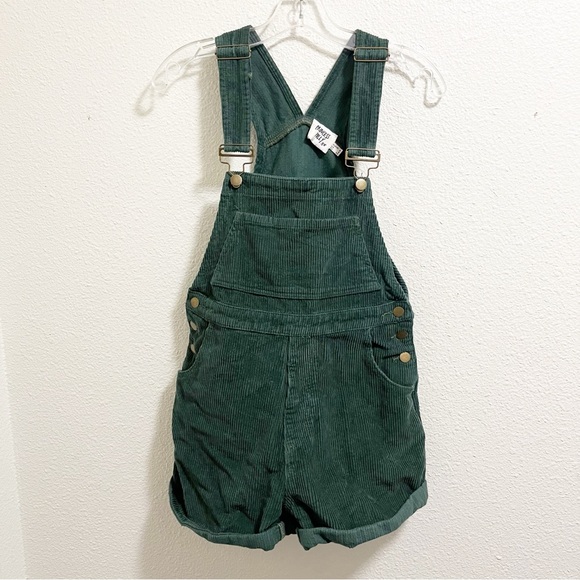Princess Polly Kacey Forest Green Corduroy Short Overalls Size 2 - Picture 2 of 10